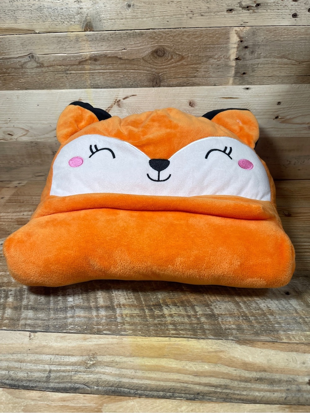 Orange Furry Fox Plush Tablet Stand Pillow Soft Kids Stuffed Animal IPad Display
